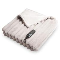 Duux Yentl Overblanket Stripped Rabbit Faux Fur (200 x 200) Elektrische deken Grijs - thumbnail