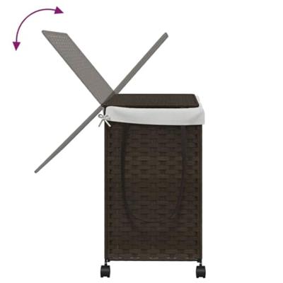 VidaXL Wasmand op wielen 60x35x60,5 cm rattan donkerbruin - thumbnail