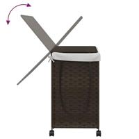 Wasmand op wielen 60x35x60,5 cm rattan donkerbruin - thumbnail