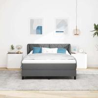 Boxspringbed met matras Donkergrijs 140 x 190 cm Stof - thumbnail