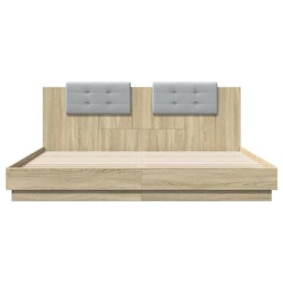 Bedframe met hoofdbord en LED sonoma eikenkleurig 200x200 cm