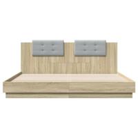 Bedframe met hoofdbord en LED sonoma eikenkleurig 200x200 cm - thumbnail