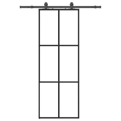 Schuifdeur met beslagset 76x205 cm ESG glas zwart