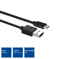 ACT usb-a male naar usb-c male laad en sync kabel 1m nylon - thumbnail