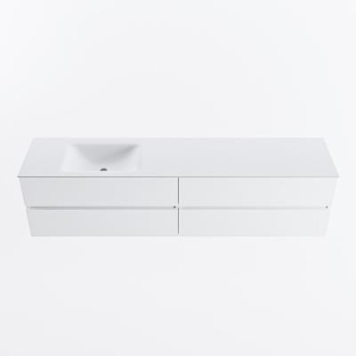 MONDIAZ VICA 200cm badmeubel onderkast Talc 4 lades. Wastafel CLOUD links zonder kraangat, kleur Talc.