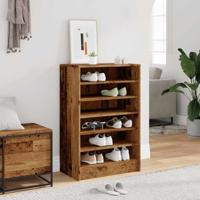 Schoenenkast 60x35x92 cm bewerkt hout oud houtkleurig - thumbnail