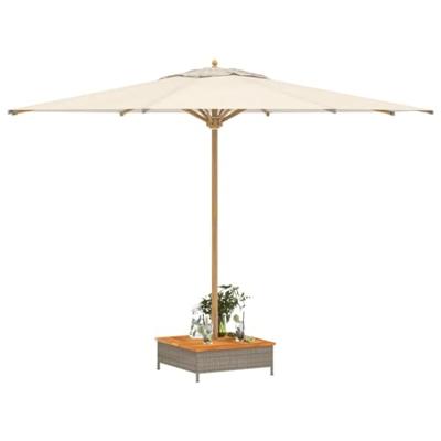 Parasolvoetbedekking 70x70x25 cm poly rattan acaciahout grijs - thumbnail