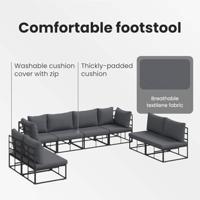 Tuinbankenset met kussen 8 pcs Zwart Aluminium - thumbnail