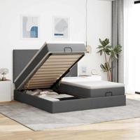 Ottoman bed met matrassen 180x200cm stof donkergrijs - thumbnail