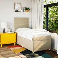 Boxspring met matras stof crèmekleurig 90x200 cm - thumbnail