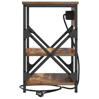 Nachtkastje met Oplaadstation 2 pcs Gerookt eiken Bewerkt hout