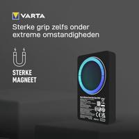 Varta 57903 Powerbank 5000 mAh Magsafe, Qi Wireless Charging LiPo Zwart Statusweergave - thumbnail