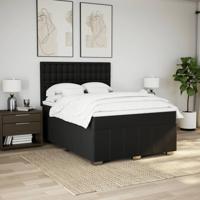 Boxspring met matras stof zwart 140x190 cm - thumbnail