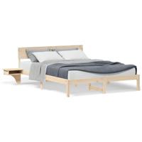 Bedframe met nachttafels Bruin 150 x 200 cm Massief grenenhout - thumbnail