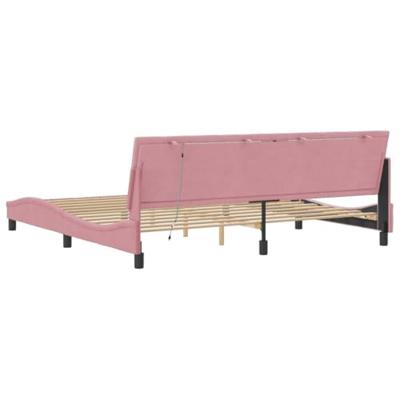 Bedframe met LED-verlichting fluweel roze 200x200 cm