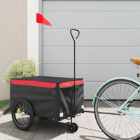 VidaXL Fietstrailer 30 kg ijzer zwart en rood - thumbnail