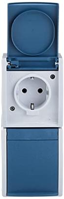 Busch-Jaeger 20-02 EW-53 Ocean (opbouw) Wandcontactdoos dubbel spatwaterdicht Blauw-groen