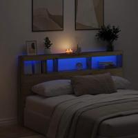 Hoofdbordkast met LED artisan 180x17x102 cm eikenkleurig - thumbnail