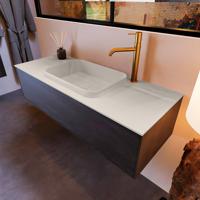 Badkamermeubelset Mondiaz Erin 120 cm met 1 Lade met RIDGE Wastafel Midden Linen met 1 kraangat Greeploos Mat Dark Brown - thumbnail