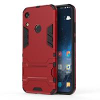 Schokbestendige PC + TPU Case voor Huawei Honor 8A met houder (rood) - thumbnail