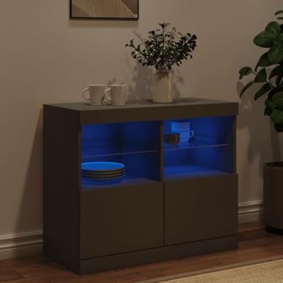 Dressoir met LED-verlichting 81x37x67 cm zwart - thumbnail