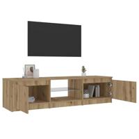 Tv-meubel met LED 140x40x35,5 cm bewerkt hout artisanaal eiken - thumbnail