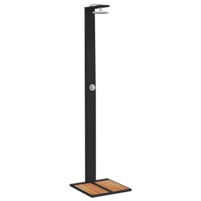 Buitendouche 50x55x224 cm poly rattan en acaciahout zwart - thumbnail