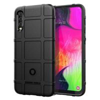 Schokbestendig Rugged Shield volledige dekking beschermende siliconen case voor Galaxy A70 (zwart) - thumbnail
