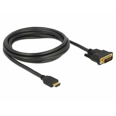 Delock 85654 HDMI-kabel HDMI / DVI Aansluitkabel HDMI-A-stekker, DVI-D 24+1-polige stekker 2 m Zwart Afgeschermd (drievoudig), Vergulde steekcontacten