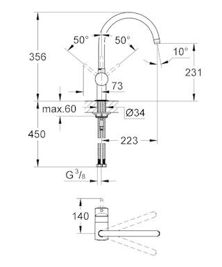GROHE Minta Keukenkraan - hoog - draaibare ronde uitloop - chroom 32917000 - thumbnail