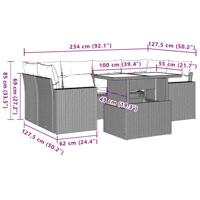 7-delige Loungeset met kussens poly rattan beige - thumbnail