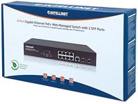 Intellinet 8-Port Gigabit Ethernet PoE+ Web-Managed Switch met 2 SFP-poorten, IEEE 802.3ataf Power Over Ethernet PoE+PoE Compliant, 140 561167, Zwart - thumbnail