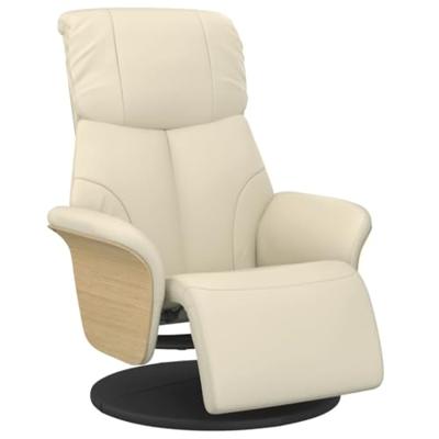 Fauteuil verstelbaar met voetensteun kunstleer crmekleurig - thumbnail