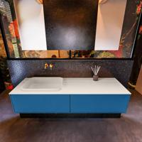 Badkamermeubelset Mondiaz Erin 150 cm met 2 Lades met RIDGE Wastafel Links Linen Zonder Kraangaten Greeploos Mat Jeans - thumbnail