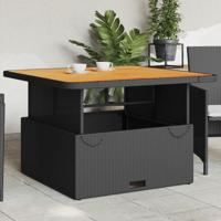 Tuintafel 110x110x71 cm poly rattan en massief acaciahout zwart - thumbnail