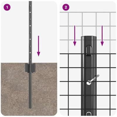 VidaXL Hek met paal grijs 0,8 x 10 m staal en pvc