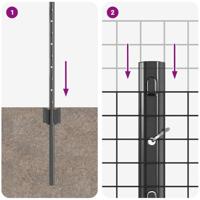 VidaXL Hek met paal grijs 0,8 x 10 m staal en pvc - thumbnail