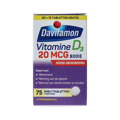 Vitamine D 20mg 75 Smelttabletten Vitamine D 20mg 75 Smelttabletten