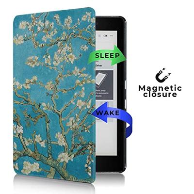 Lunso - Kobo Aura Edition 2 hoes (6 inch) - Vegan Saffiano Leren sleep cover - Van Gogh Amandelbloesem