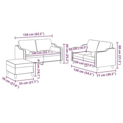 3-delige Loungeset met kussens stof lichtgeel