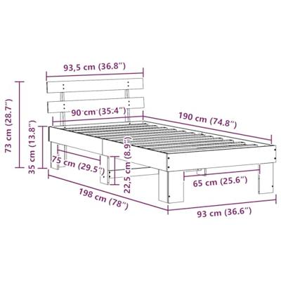 Bedframe met hoofdeinde Wit 90 x 190 cm Massief grenenhout