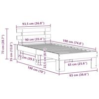 Bedframe met hoofdeinde Wit 90 x 190 cm Massief grenenhout - thumbnail