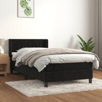 Boxspring met matras fluweel zwart 90x190 cm - thumbnail