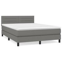 Boxspring met matras stof donkergrijs 140x200 cm - thumbnail