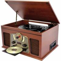INOVALLEY RETRO10E-BTH-N - Retro HiFi-systeem - Bluetooth-connectiviteit, USB, Vinyls, CD, K7-audio, FM-radio, Aux-In - Oud hout - thumbnail