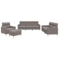 4-delige Loungeset met kussens stof taupe - thumbnail