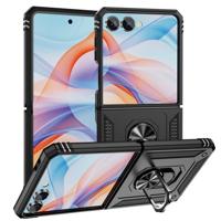 Lunso Samsung Galaxy Z Flip 7 - Armor backcover hoes met ringhouder - Zwart - thumbnail