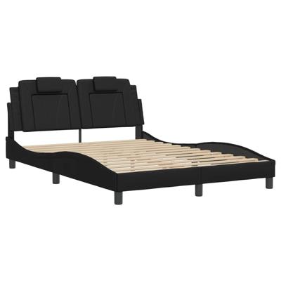 Bedframe met LED-verlichting kunstleer zwart 140x200 cm - thumbnail