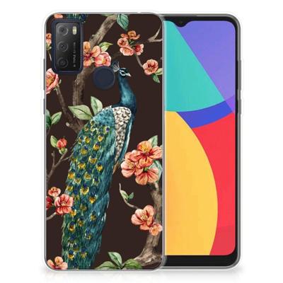 Alcatel 1S (2021) | TPU Hoesje | Pauw met Bloemen Alcatel 1S (2021) | TPU Hoesje | Pauw met Bloemen