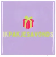 Daan Kromhout Design tegeltje keramiek ikpakjesavonds 10x10cm paars - thumbnail